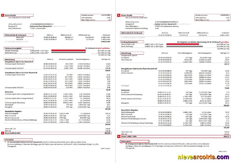 Austria EVN electricity utility bill 5 pages 3 4
